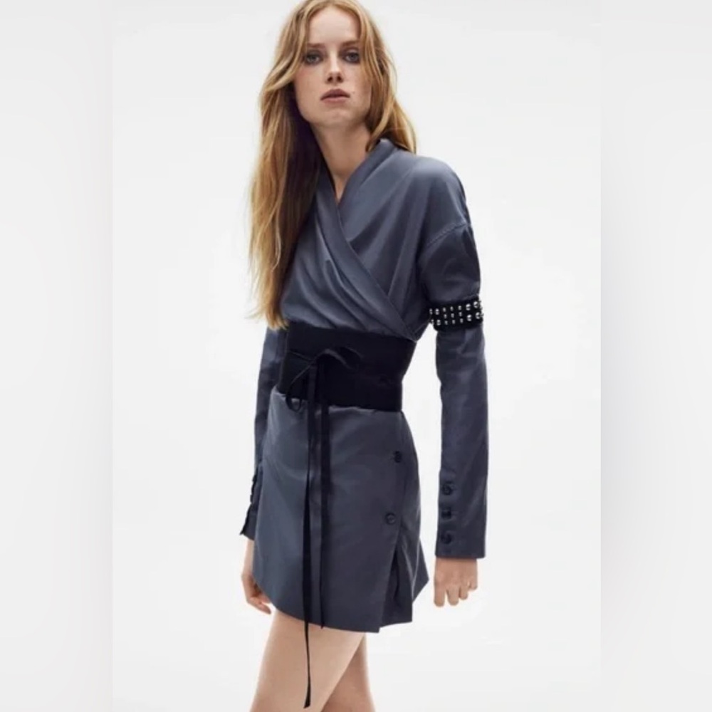 NWT ZARA SILK BLEND OBI SASH KIMONO DRESS LIMITED EDITION medium large